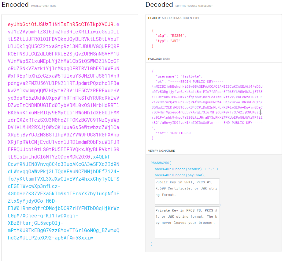 JWT token on jwt.io